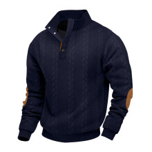 (Navy blue 2, L) Felpa con bottoni in maglia jacquard da uomo autunno/inverno