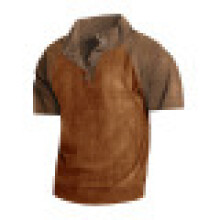 (Coffee/Dark Coffee, L) Kurzarm-T-Shirt aus Cord für Herren in europäischen Größen