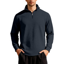 (Navy blue, XXL) Felpa con mezza zip in jacquard da uomo autunno/inverno