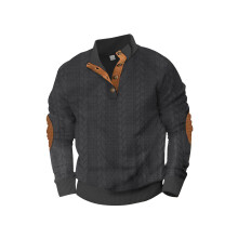 (Dark gray, S) Felpa con bottoni ricamata in jacquard alla moda