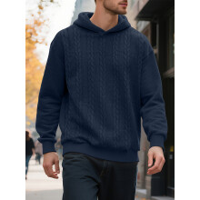 (Navy blue, M) Herren-Kapuzenpullover in Übergröße aus dickem Jacquard-Stoff