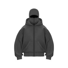 (Dark gray, XXXL) Spring Autumn Unisex Hooded Zipper Sweatshirt, Loose Street Style Jacket with Pockets