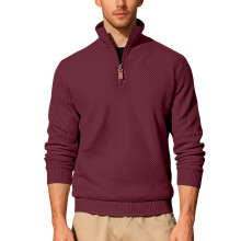 (Claret, L) Felpa con mezza zip a coste in twill jacquard da uomo 26