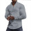 (Light gray, M) Men's Checkered Half-Zip Sweatshirt Stand Collar Long Sleeve Top 1