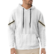 (White, XXXL) Leichtes Herren-Sweatshirt mit Kapuze und Jacquard-Patchworkmuster