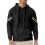 (black, L) Men's Lightweight Hooded Jacquard Patchwork Sweatshirt 1