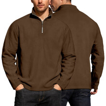 (coffee brown, XL) Gilet court zippé en polaire, coupe ample, couleur unie, pour homme