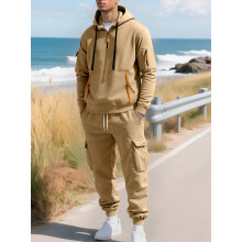 (Khaki, L) Completo da uomo con felpa in pile e pantaloni da lavoro Carhartt