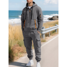 (Dark gray, M) Ensemble sweat à capuche en polaire pour homme et pantalon de travail Carhartt