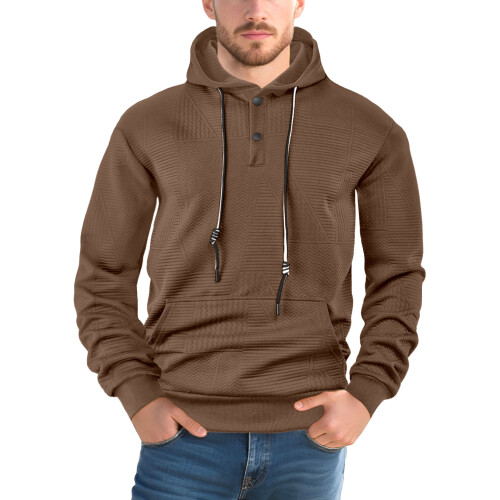 (Coffee, M) Pull-over printemps-automne uni décontracté sport ample à manches longues et capuche