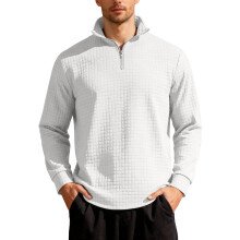 (White, M) Felpa con mezza zip e collo alto in jacquard da uomo, autunno/inverno