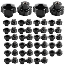 50 Pieces Black Star Grip Knobs, Female Thread Diameter 8mm, Diameter 40mm
