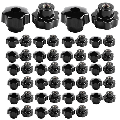 50 Pieces Black Star Grip Knobs, Female Thread Diameter 8mm,  Diameter 40mm