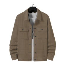 (Khaki, XXXL) Completo giacca e camicia casual da uomo in jacquard a quadri, primavera-autunno
