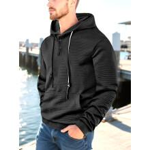 (black, XXL) Felpa con cappuccio da uomo primavera autunno, vestibilità comoda e casual