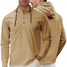 (Khaki, L) 26 Giacca con cappuccio Half-Cardigan, felpa estiva casual a maniche lunghe da uomo