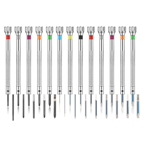 13PCS Professional Screwdriver Set, Micro-Precision Screwdriver Kit 0.6-2.0mm, 13 Extra Replace Blades for Watch Repair