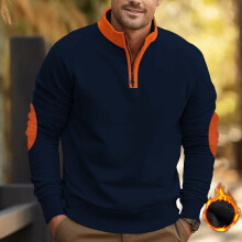 (Navy blue, S) TK Color Block bestickter Fleece-Pullover