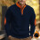 (Navy blue, S) TK Color Block bestickter Fleece-Pullover 1