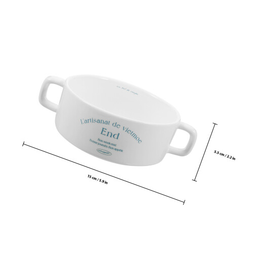 White Ceramic Double Handle Stew Bowl Home Use Microwave Safe 1
