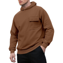 (coffee brown, XXXL) Felpa con cappuccio patchwork in pile da uomo 26-Style, pullover taglie forti