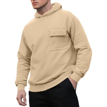 (Khaki, M) Men's 26-Style Fleece Patchwork Hoodie, Plus Size Pullover
