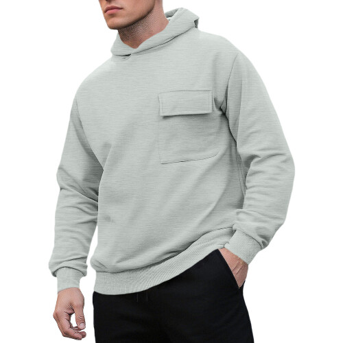 (Light gray, XXL) Men's 26-Style Fleece Patchwork Hoodie, Plus Size Pullover
