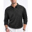 (Black, XXL) Men's Casual Loose Long Sleeve Mesh Collar Button-Down Solid Shirt 1