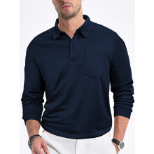 (Navy blue, XXL) Lässiges, locker sitzendes Herrenhemd mit Knopfleiste, einfarbig, langärmelig, mit Mesh-Kragen