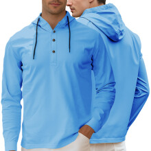 (light blue, S) 26 Giacca con cappuccio Half-Cardigan, felpa estiva casual a maniche lunghe da uomo