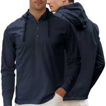 (Navy blue, L) 26 Giacca con cappuccio Half-Cardigan, felpa estiva casual a maniche lunghe da uomo