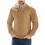 (Khaki, XXL) Retro Patchwork Embroidered Half-Zip Men's Long Sleeve Sweatshirt 1