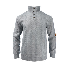 (Light gray, XXL) Trendy Jacquard Button-Down Embroidered Sweatshirt