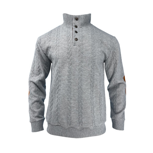 (Light gray, XXL) Trendy Jacquard Button-Down Embroidered Sweatshirt