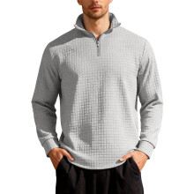 (Light gray, XXL) Felpa con mezza zip e collo alto in jacquard da uomo, autunno/inverno