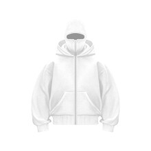 (White, XXL) Felpa con cappuccio e cerniera unisex primavera autunno, giacca ampia stile street con tasche