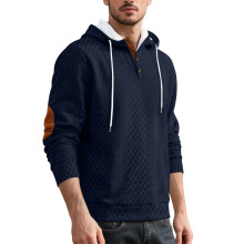 (Navy blue, XXL) Felpa con cappuccio ricamata da uomo, pullover jacquard, ispessita per autunno inverno