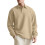 (Khaki, L) Men's Textured Jacquard Solid Button-Up Long Sleeve Loose Sweatshirt 1
