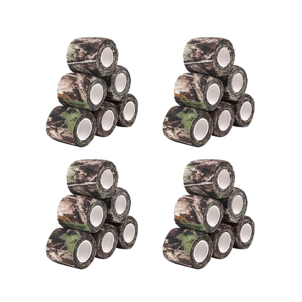 24 Roll Camouflage Tape Cling Scope Wrap Camo Stretch Bandage Self-Adhesive Tape for Camping Hunting Bike Telescope