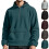 (Denim Blue, L) Half-Zip Thickened Hoodie with Patch Pockets 2