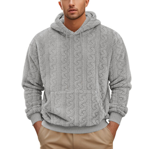 (brown, S) Herren-Kapuzenpullover aus Jacquard-Teddyfleece 2
