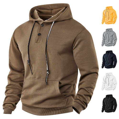 (White, S) Pull-over printemps-automne uni décontracté sport ample à manches longues et capuche 1
