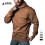 (Caramel color, S) Men's Plus Size Hooded Pullover Sweatshirt with Patch Pockets 3