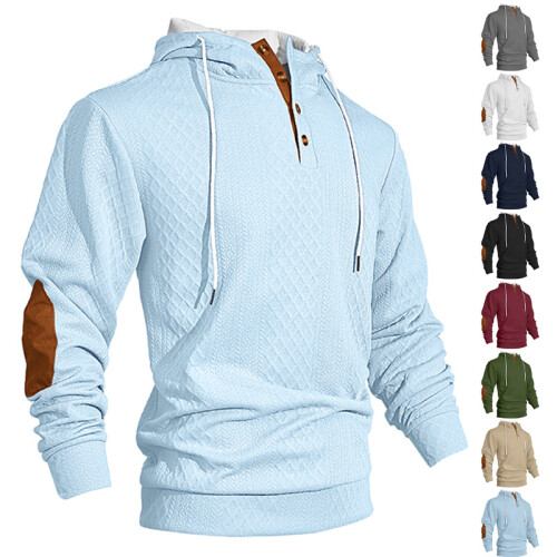 (Khaki, XL) Men's Embroidered Hooded Sweatshirt, Jacquard Pullover, Thickened for Autumn Winter 2