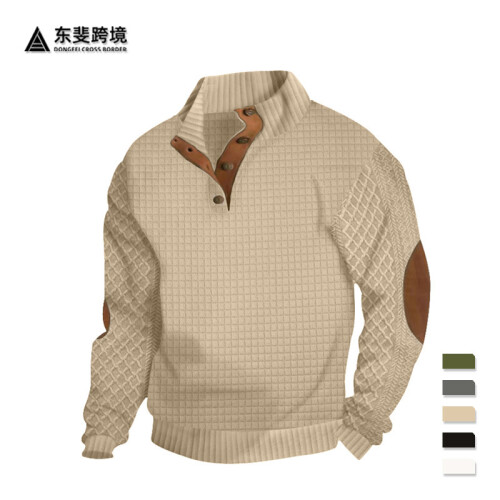 (black, M) Spring Autumn Men's Embroidered Check Cardigan Sweatshirt 1