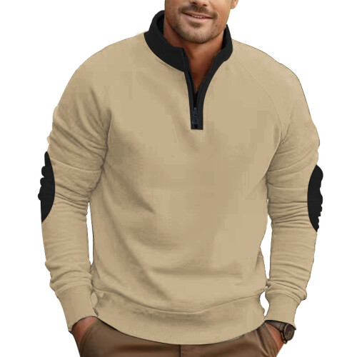 (Light gray, S) TK Color Block bestickter Fleece-Pullover 2