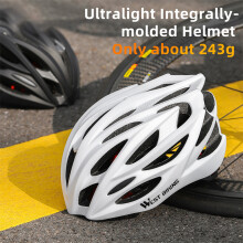 Ultralight Breathable Bike Helmet Adjustable Impact-Resistant, 540-620mm White/Black