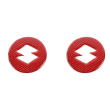 2X Car Steering Wheel Center Decoration Cover Stickers Trim Accessories for Jimny 2019-2022,Red Carbon Fiber