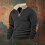 (grey, XL) Retro Patchwork Embroidered Half-Zip Men's Long Sleeve Sweatshirt 3