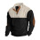 (grey, L) Plus Size Men's Corduroy Stand Collar Color Block Sweatshirt 2
